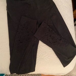 Grey lace leg details leggings